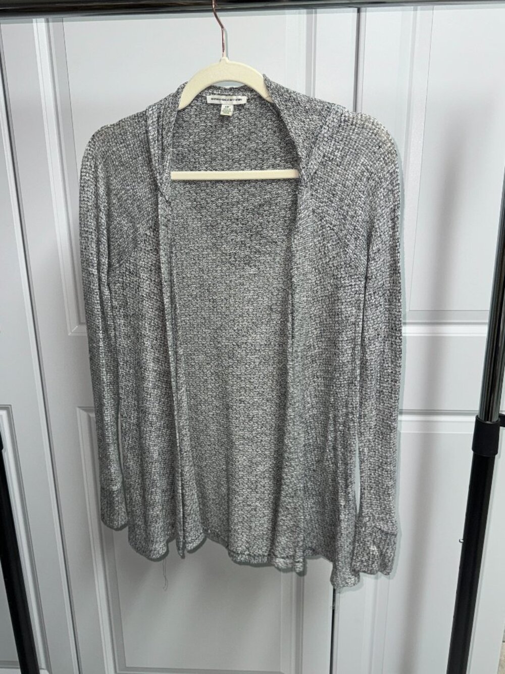 American Eagle Outfitters Marled Open-Front Hooded Cardigan Sweater
